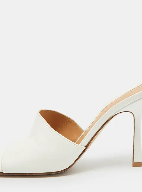Bottega Veneta Strech Size 37 White Leather Slide Sandals