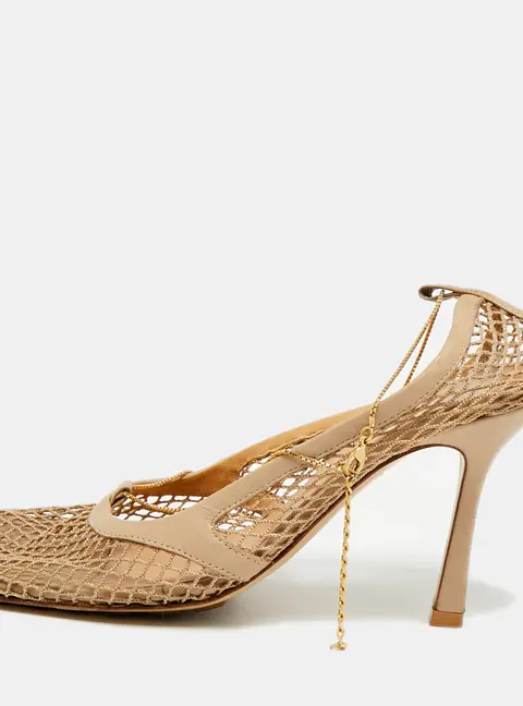 Bottega Veneta Stretch Size 39 Beige Leather and Mesh Pumps