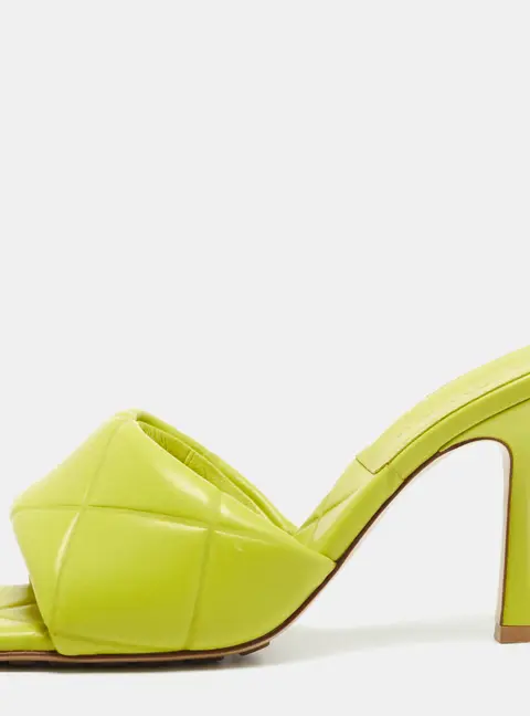 Bottega Veneta Lido Size 37 Green Leather Slide Sandals