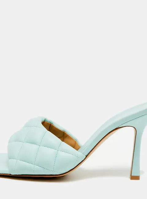 Bottega Veneta Lido Size 38 Blue Leather Slide Sandals