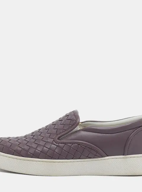 Bottega Veneta Size 36 Dark Lilac Intreciatto Leather Dodger Slip On Sneakers