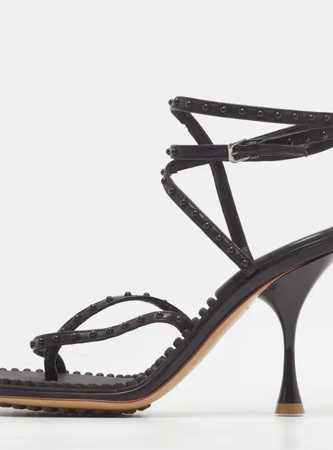 Bottega Veneta Lagoon Bubble Size 36 Brown Leather Ankle Strap Sandals