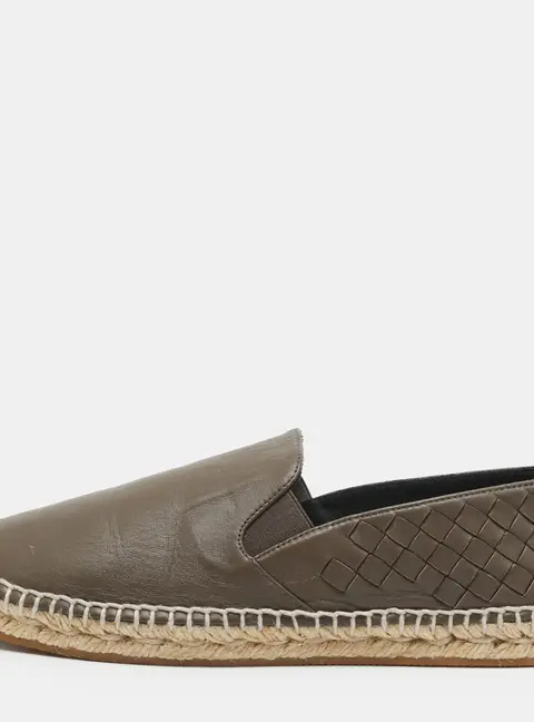 Bottega Veneta Intrecciato Size 38 Brown Leather Espadrille Flats