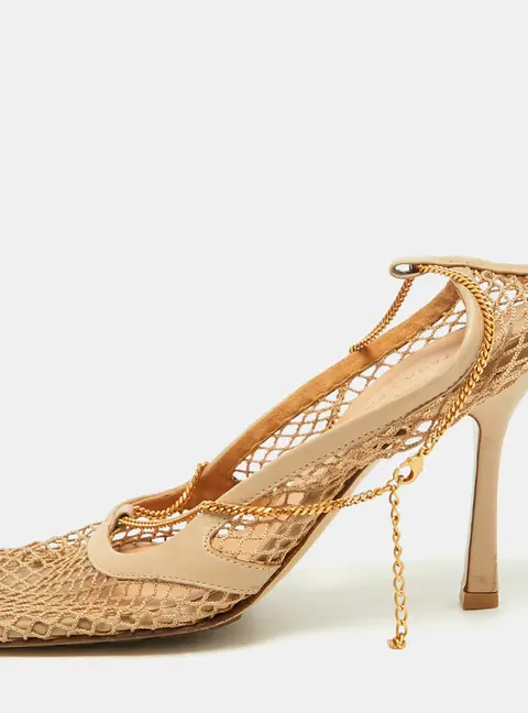 Bottega Veneta Stretch Size 39 Beige Leather and Mesh Pumps