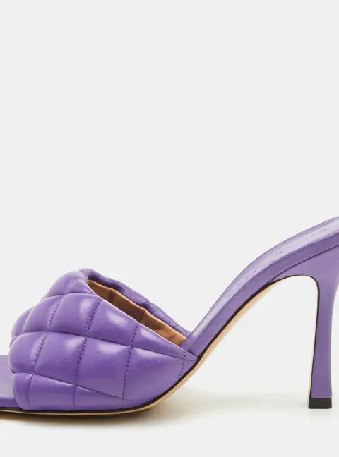 Bottega Veneta Lido Size 38 Purple Padded Leather Slide Sandals