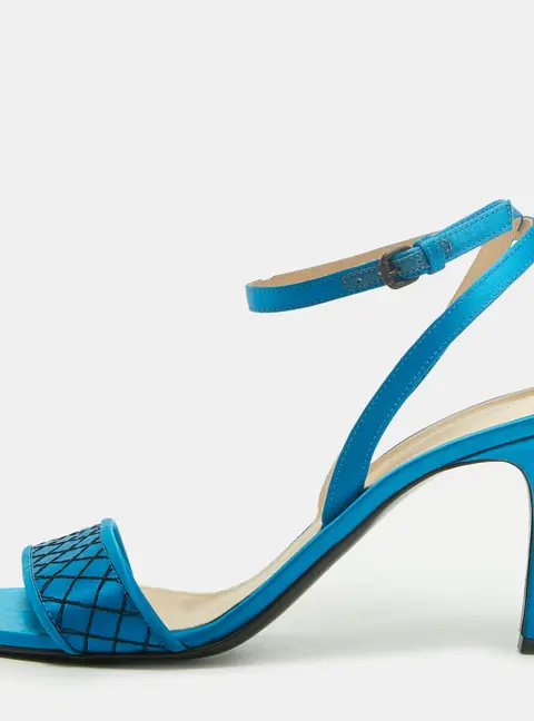 Bottega Veneta Size 39 Blue Satin Ankle Strap Sandals