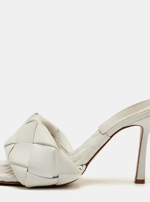 Bottega Veneta Lido Size 40 White Leather Slide Sandals