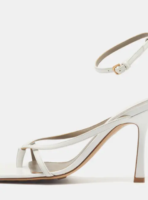 Bottega Veneta Stretch Size 36.5 White Leather Ankle Strap Sandals