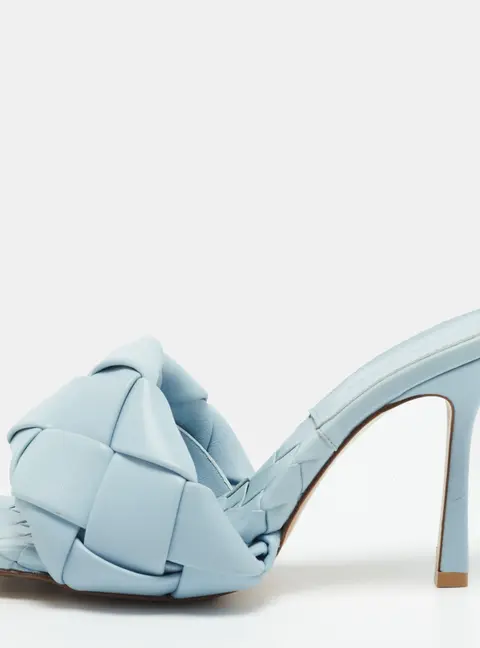Bottega Veneta Lido Size 38 Blue Leather Slide Sandals