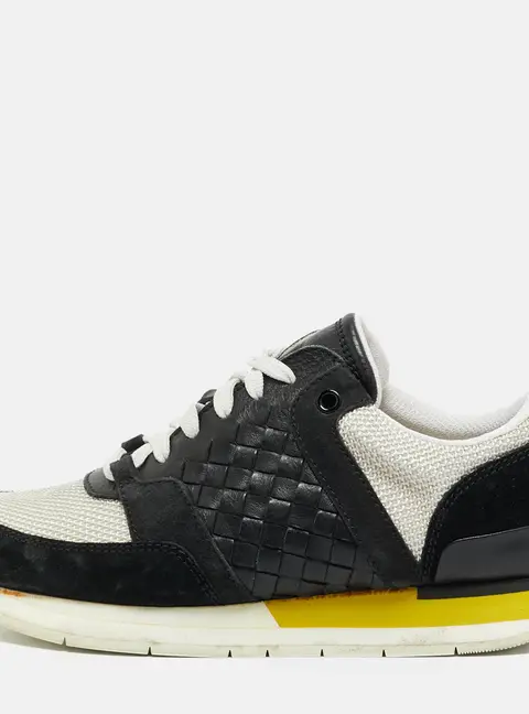 Bottega Veneta Intrecciato Size 36 Black/White Mesh and Suede Low Top Sneakers