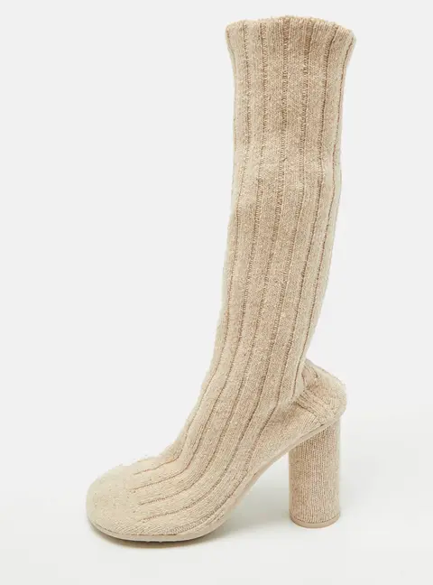 Bottega Veneta Atomic Size 40 Ecru Knit Fabric Socks Boots