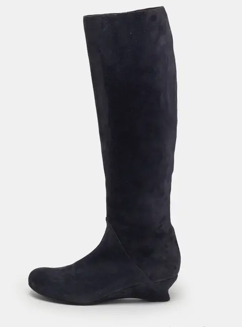 Bottega Veneta Lug Size 39.5 Navy Blue Suede Knee Length Boots