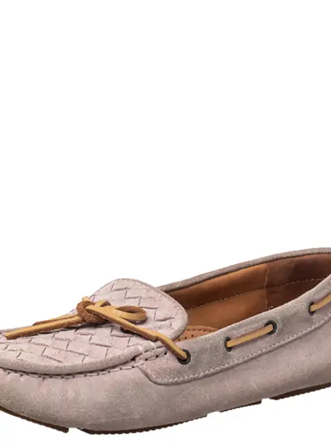 Bottega Veneta Pink Intrecciato Suede Bow Slip On Loafers Size 37