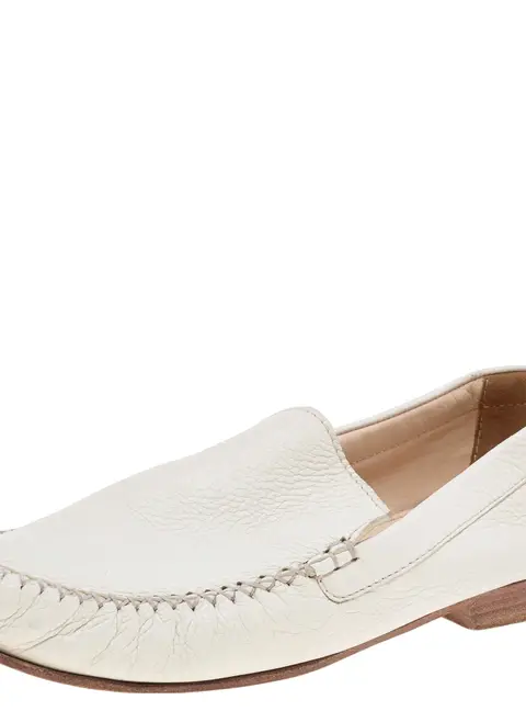 Bottega Veneta White Leather Slip On Loafers Size 39