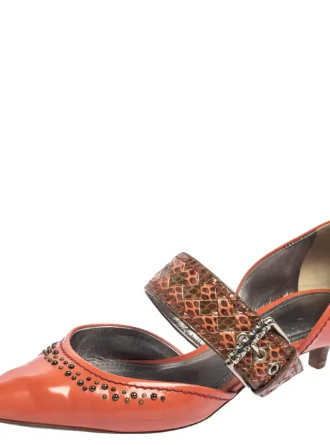 Bottega Veneta Coral Leather And Ayers Dahlia Chenille D'orsay Pumps Size 37