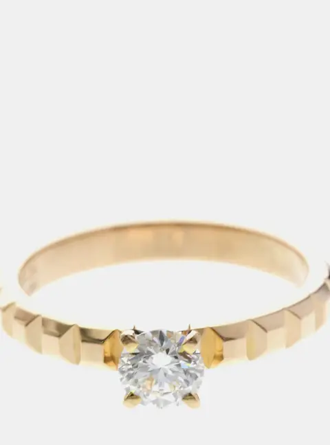 Boucheron Clou de Paris 18k Pink Gold Diamond Solitaire Ring EU 52