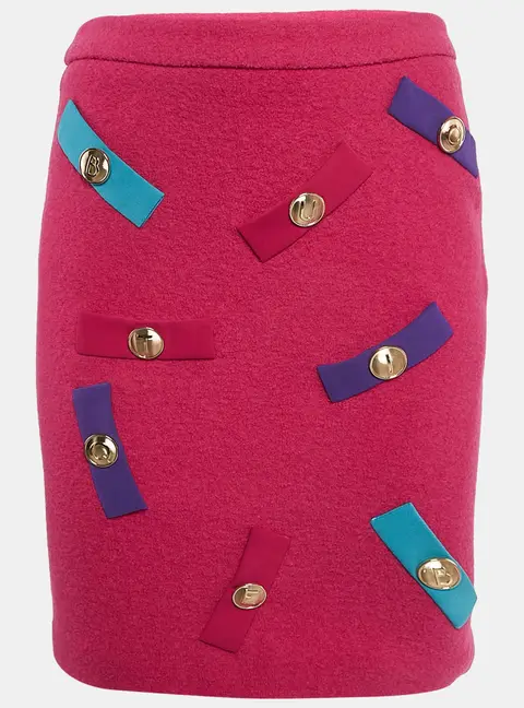 Boutique Moschino Pink Embellished Wool Pencil Skirt S
