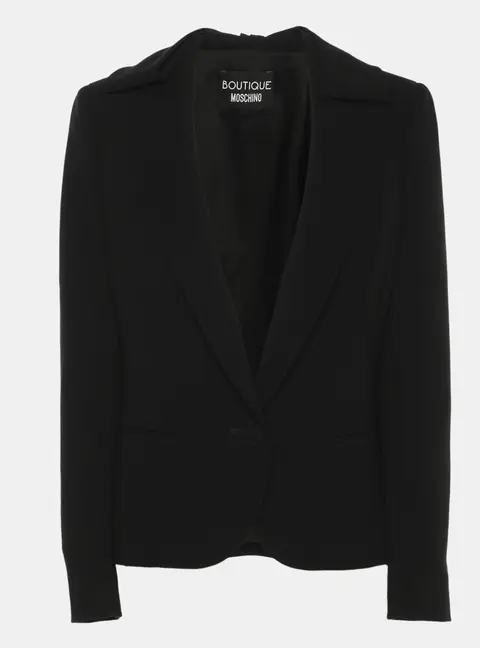 Boutique Moschino Black Crepe Bow Single Breasted Blazer S