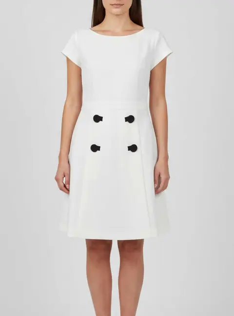 Boutique Moschino White Cotton Bateau Neck Mini Dress M