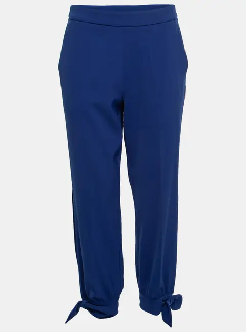 Boutique Moschino Blue Crepe Stretch Bow Detail Trousers M