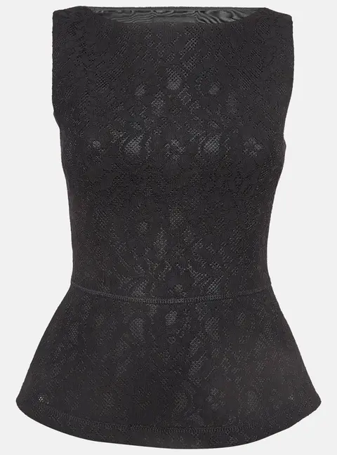 Boutique Moschino Black Lace Peplum Top S
