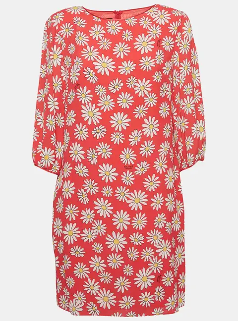 Boutique Moschino Pink Daisy Print Georgette Mini Dress M