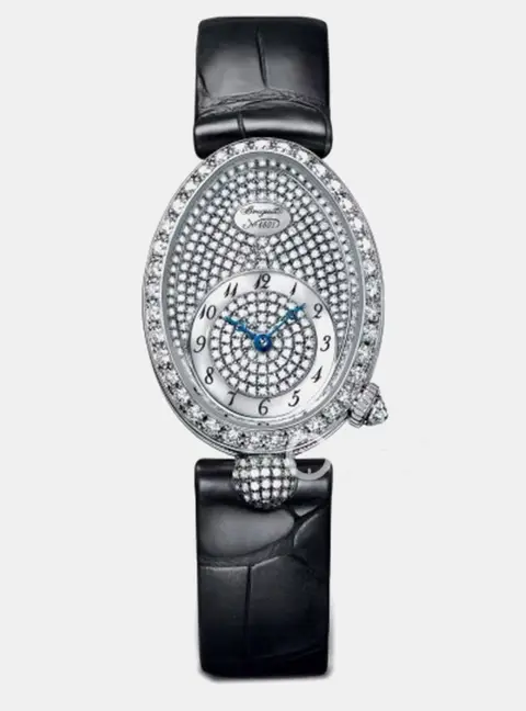 Breguet Reine de Naples 8928BB Diamond Pave 18k White Gold Women Wristwatch 33 mm