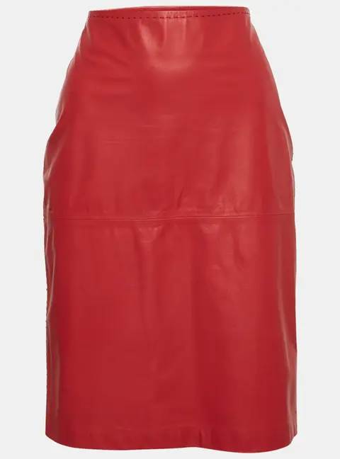 Brioni Pink Leather Zip Up Pencil Skirt M