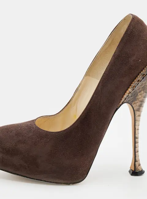 Brian Atwood Brown Suede Platform Pumps 38