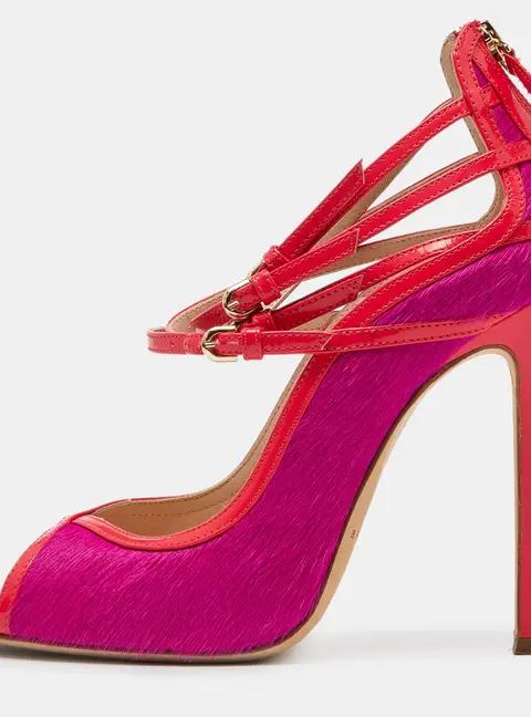 Brian Atwood Pink Calf Hair and Patent Leather Stellah Pumps Size 37.5