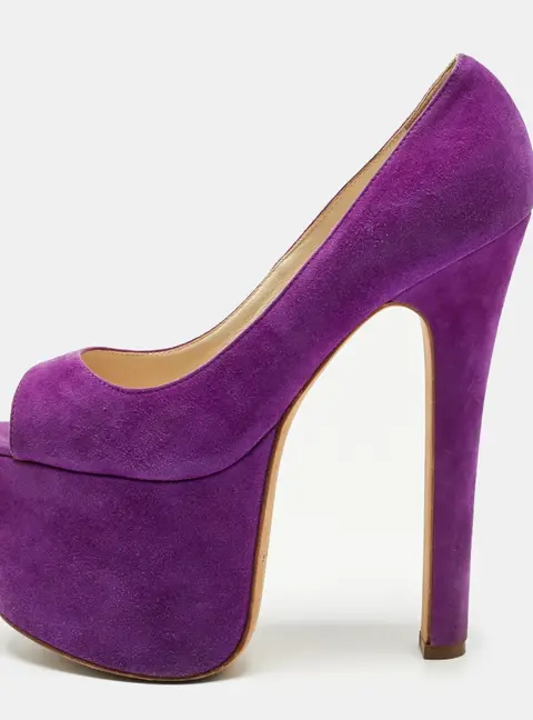 Brian Atwood Purple Suede Platform Open Toe Pumps Size 36