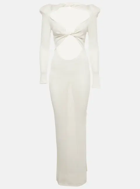 Bronx & Banco White Knit Sheer Daphne Blanc Maxi Dress S