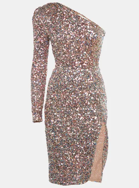 Bronx & Banco Multicolor Sequin Asymmetric Galaxy Midi Dress XS
