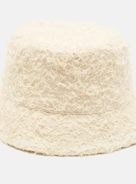 Brunello Cucinelli White Cotton Fuzzy Textured Bucket Hat M