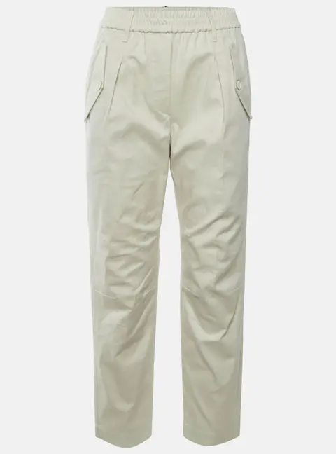 Brunello Cucinelli Cream Monoli Detail Gabardine Pleated Trousers S