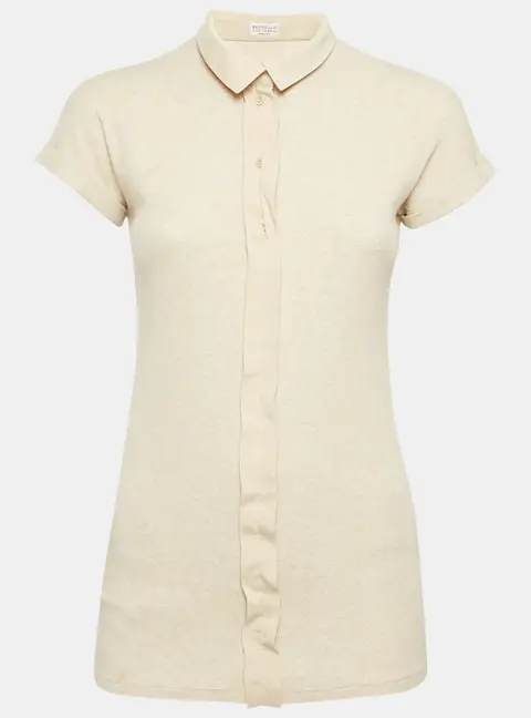 Brunello Cucinelli Light Beige Rib Knit Top L