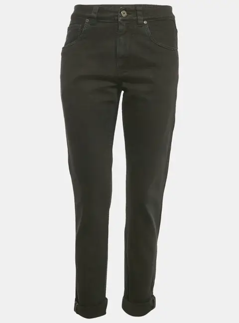 Brunello Cucinelli Black Denim Straight Leg Mid Rise Jeans S/Waist 27"