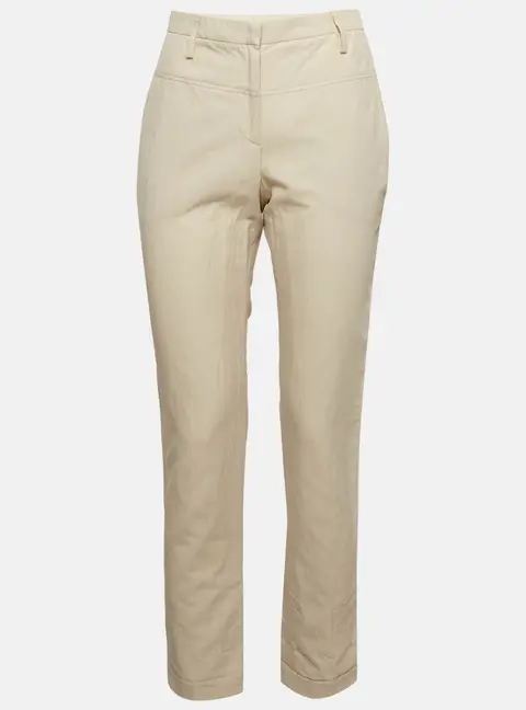 Brunello Cucinelli Cream Linen Blend Straight Fit Trousers M