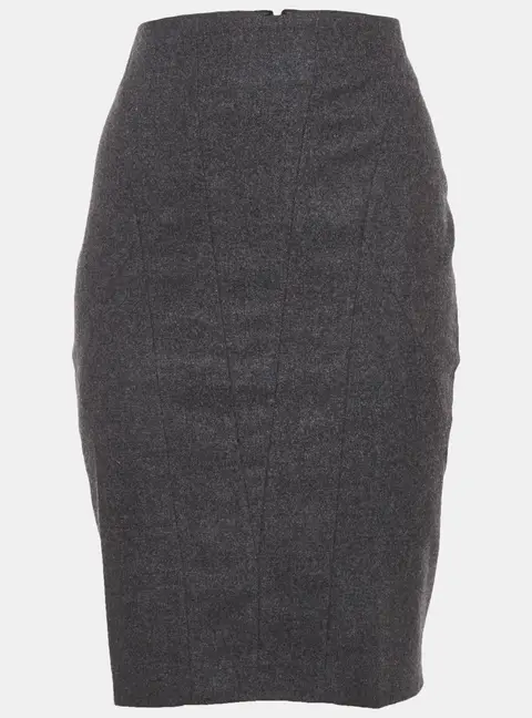 Brunello Cucinelli Grey Felt Pencil Skirt S