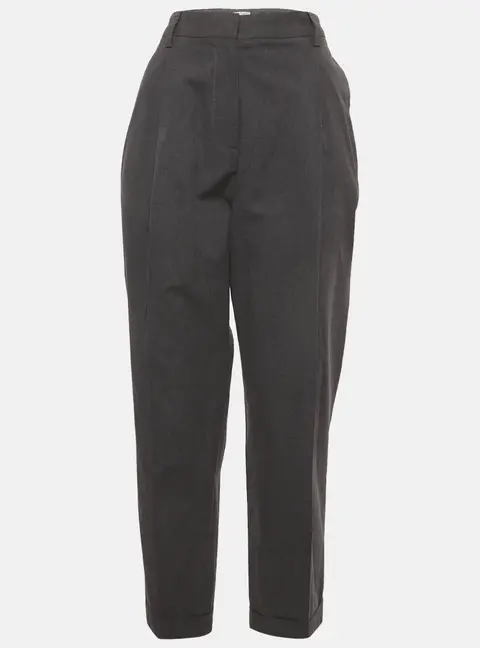 Brunello Cucinelli Grey Cotton Blend Straight Fit Trousers M