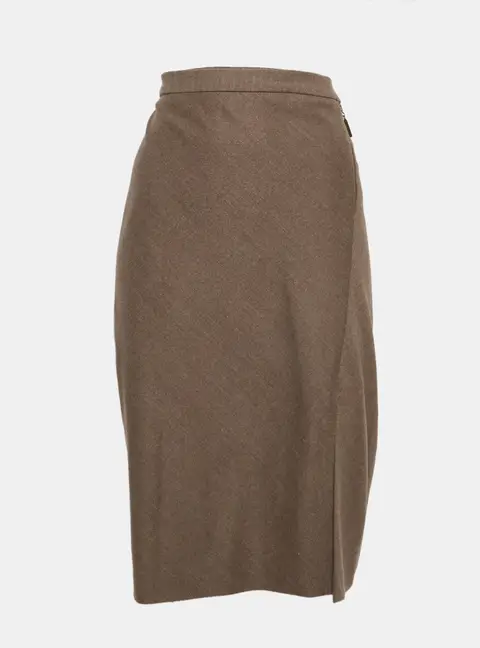 Brunello Cucinelli Brown Wool Pencil Skirt L