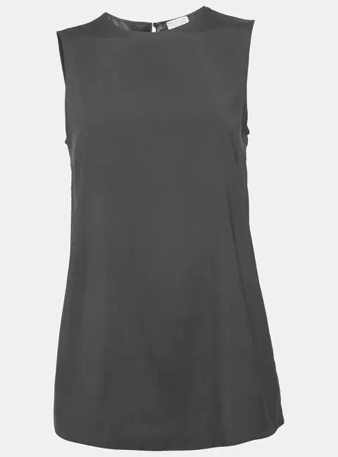 Brunello Cucinelli Dark Grey Sateen Sleeveless Top M