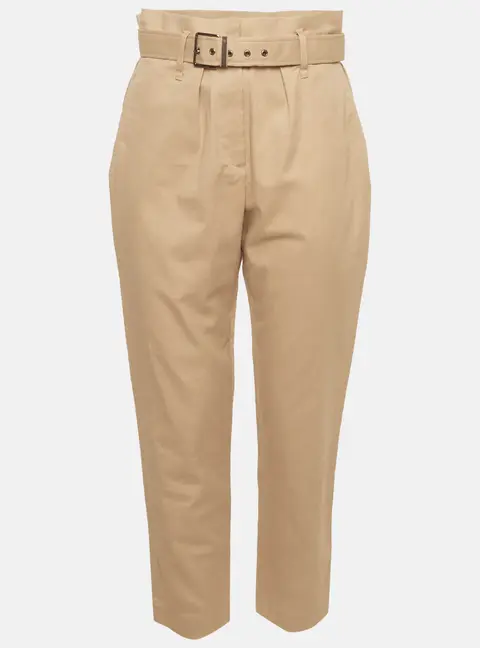 Brunello Cucinelli Beige Gabardine Belted Pants M