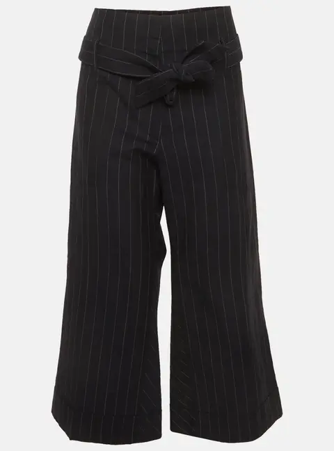 Brunello Cucinelli Navy Blue Striped Wool Blend Trouser M