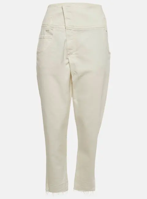 Brunello Cucinelli White Denim Straight Leg Raw Hem Jeans M/Waist 34"