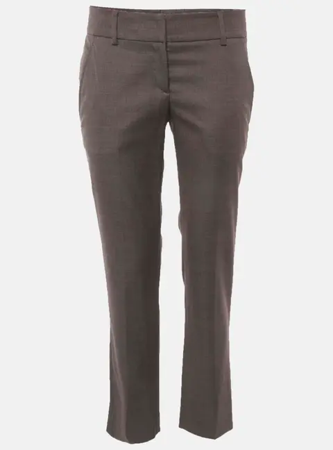 Brunello Cucinelli Light Brown Wool Straight Fit Trousers S