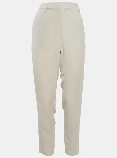 Brunello Cucinelli White Crepe Zip Up Trousers M