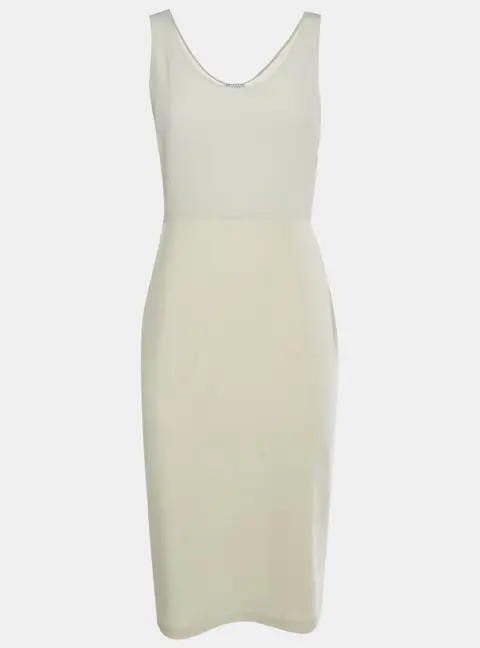 Brunello Cucinelli Cream Jersey and Silk Mini Dress M