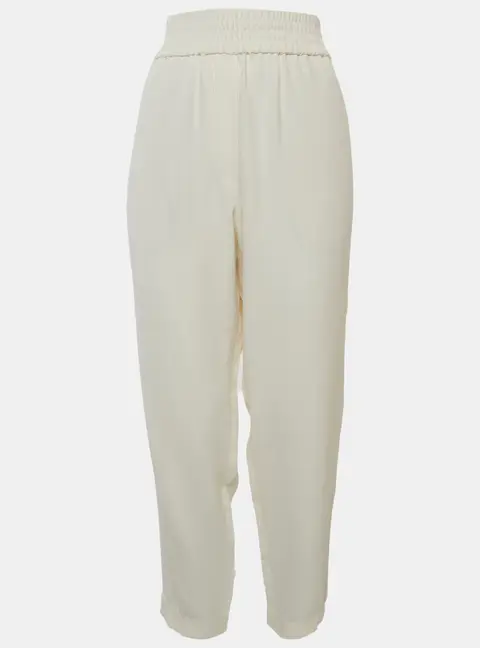 Brunello Cucinelli Off-White Crepe Regular Fit Pants M
