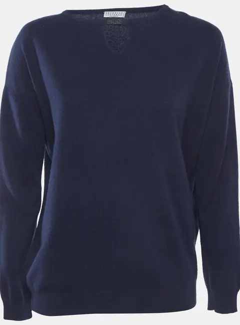 Brunello Cucinelli Blue Wool Blend Monili Jumper M